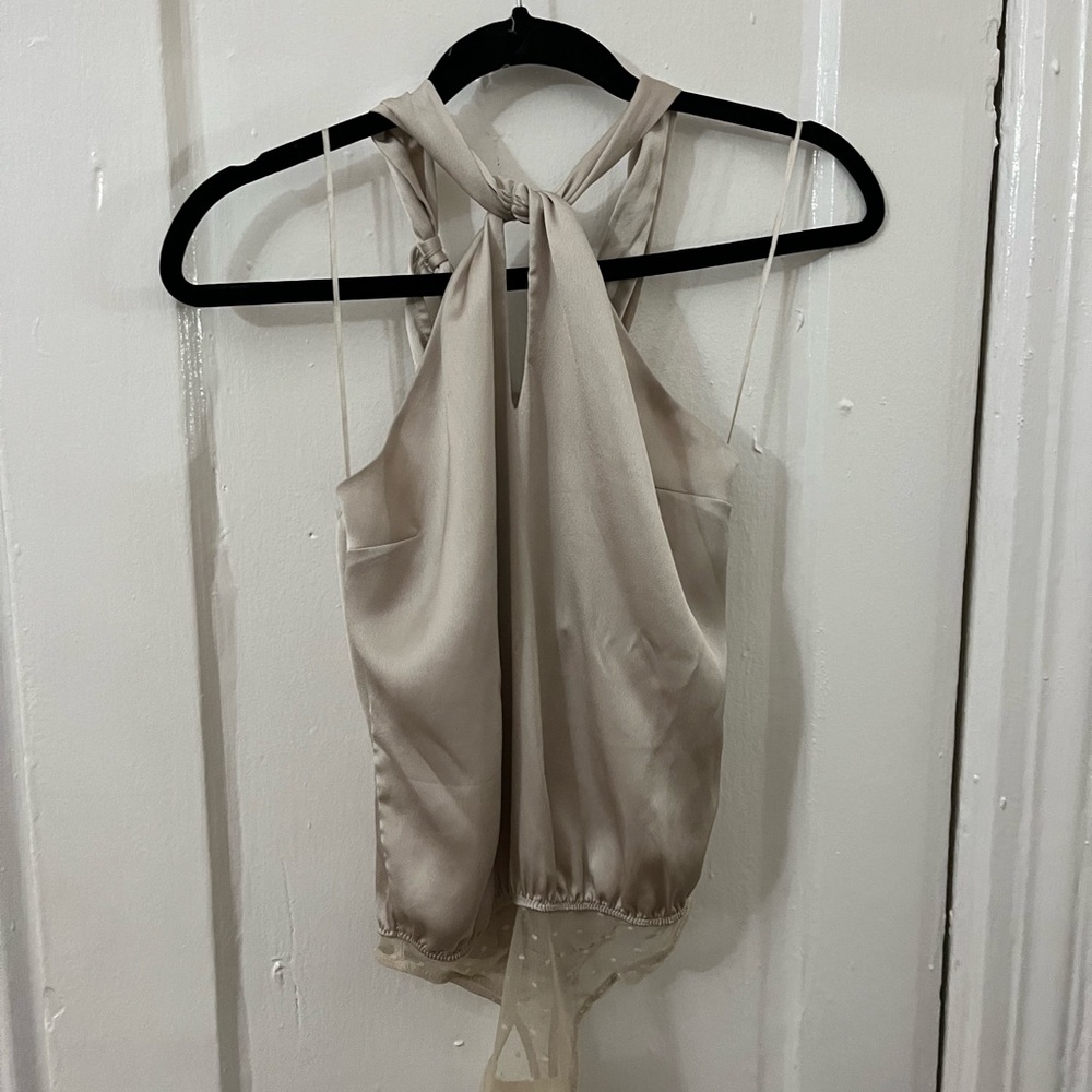 Abercrombie & Fitch Satin Beige Bodysuit